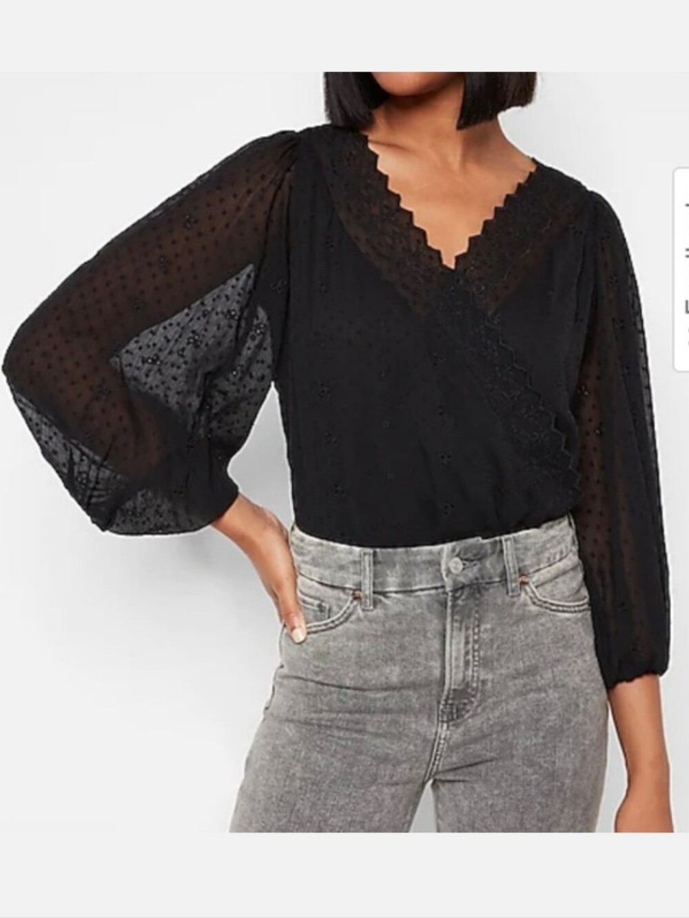 Express Eyelet Trim Faux Wrap Thong Bodysuit Sz Large
